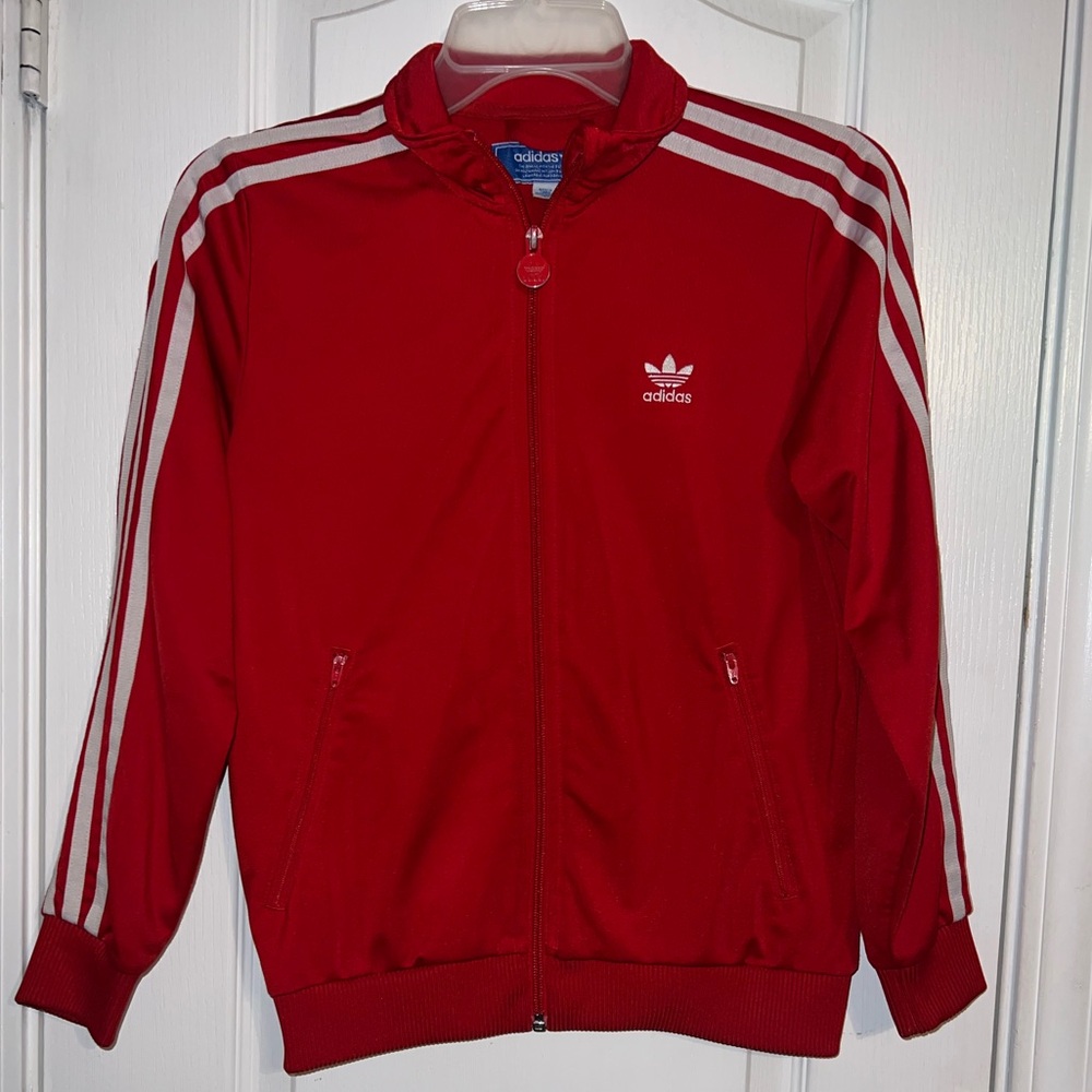 Adidas Originals Trefoil Red 3-Stripe Track Jacket Youth Size M